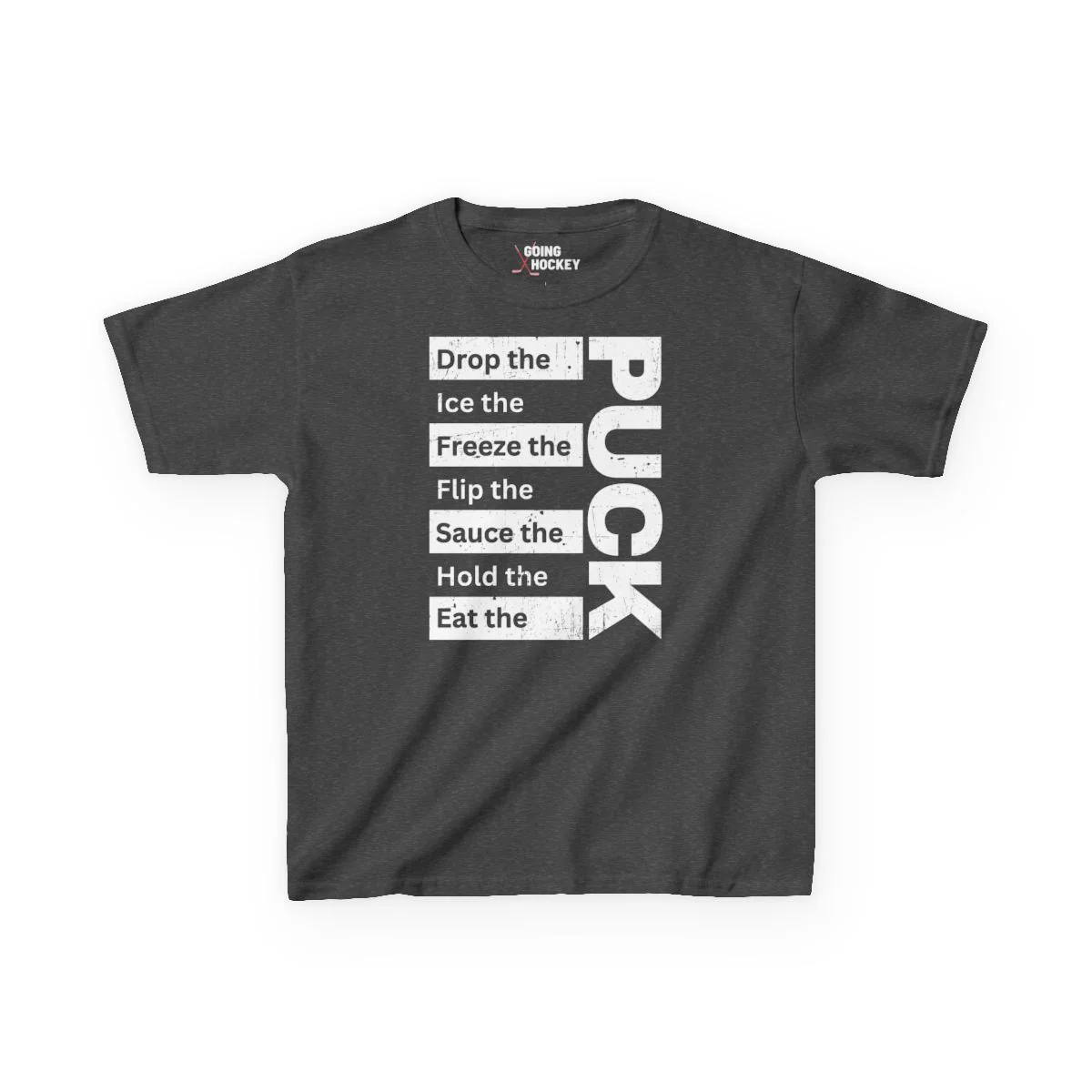 Funny Kids Hockey T-Shirt - Drop The Puck Ice The Puck Kids Hockey Shirt - Image 3