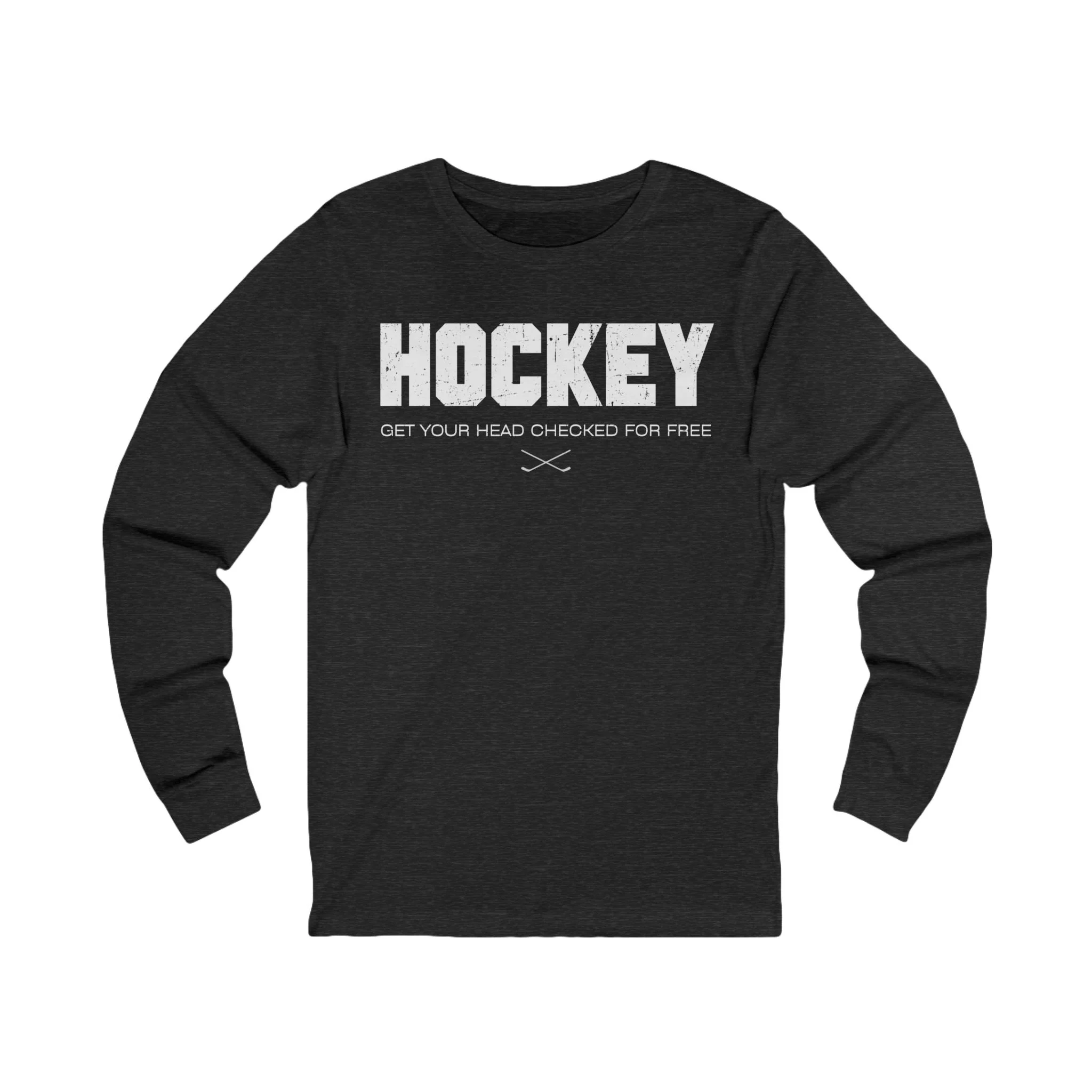 Funny Hockey Long Sleeve T-Shirt - Get Your Head Checked For Free Unisex Hockey Long Sleeve Shirt - Image 2