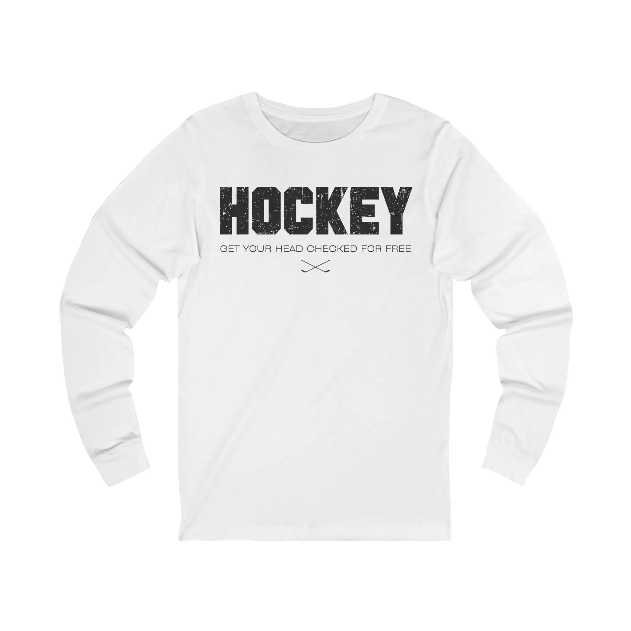 Funny Hockey Long Sleeve T-Shirt - Get Your Head Checked For Free Unisex Hockey Long Sleeve Shirt - Image 3