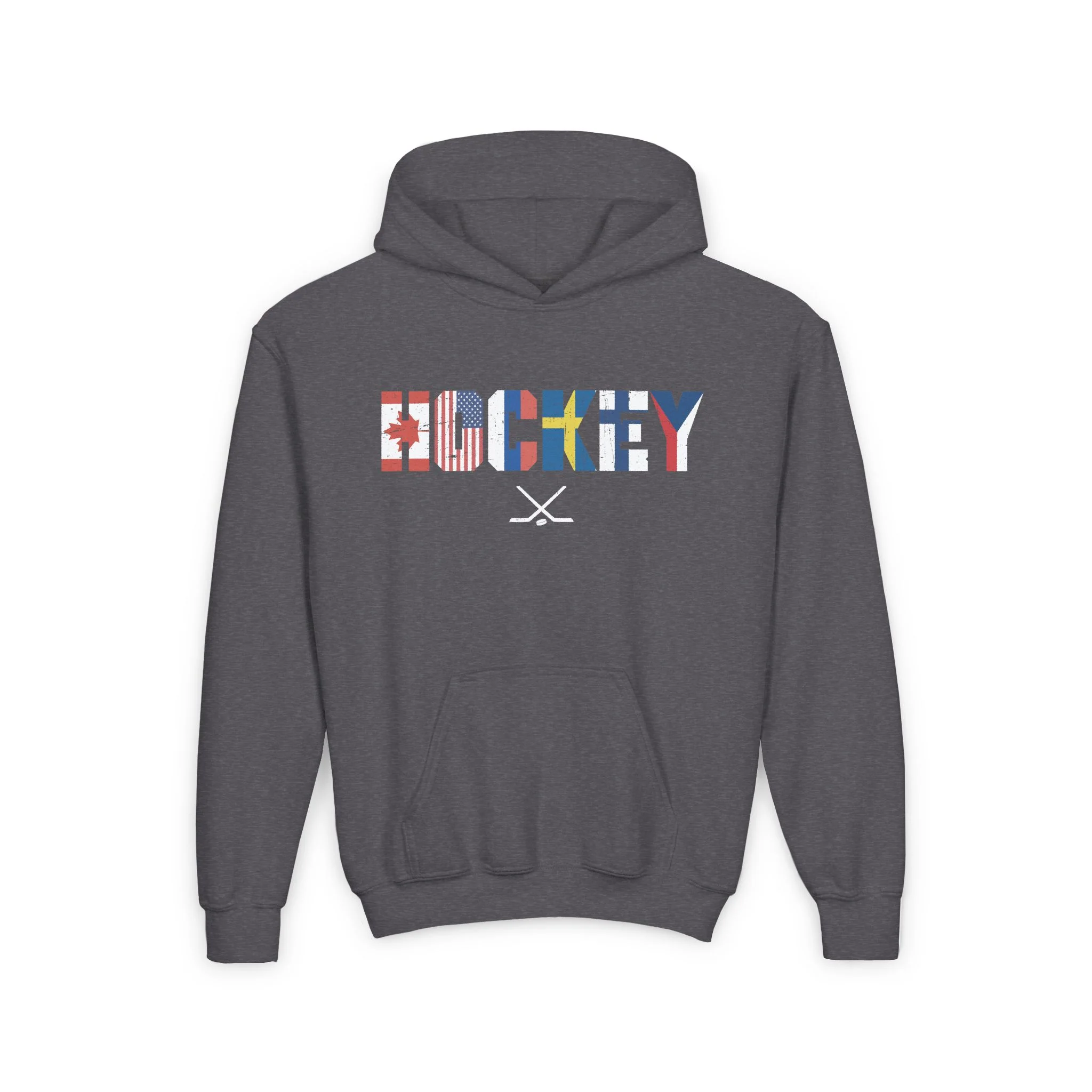 Kids Hockey Hoodie - International Hockey Flags Kids Hockey Hoodie - Image 4