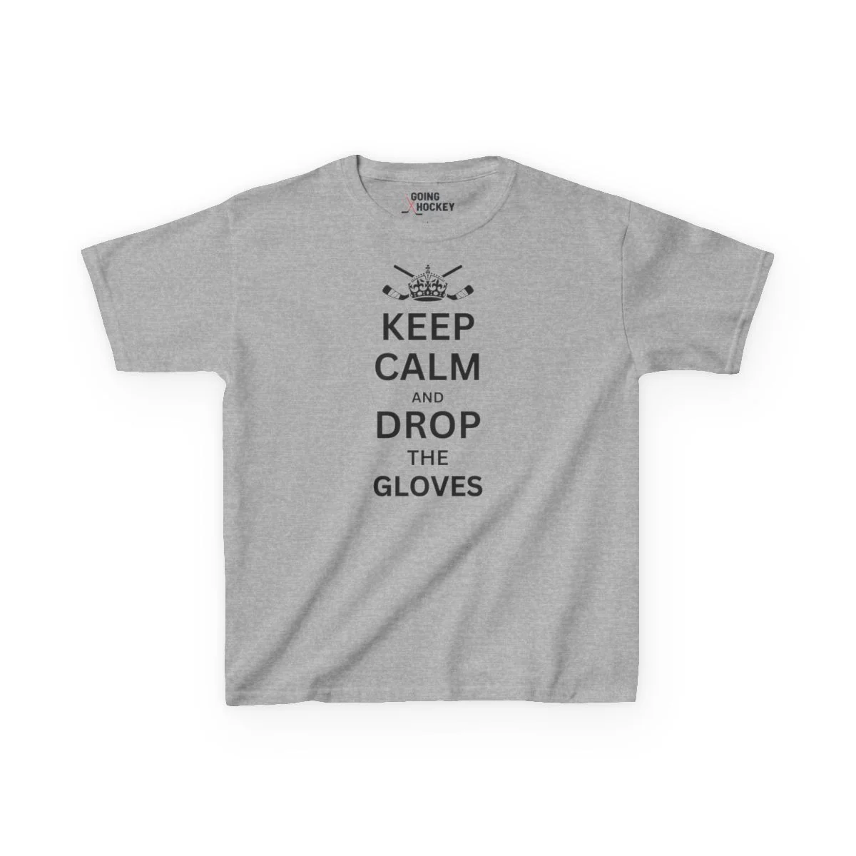 Funny Kids Hockey T-Shirt - Keep Calm And Drop The Gloves Kids Hockey Shirt - Image 3