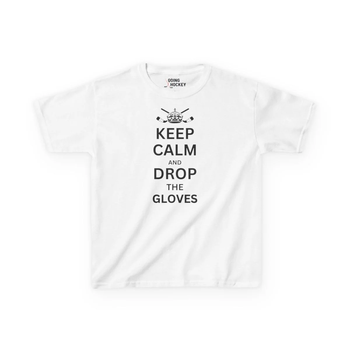 Funny Kids Hockey T-Shirt - Keep Calm And Drop The Gloves Kids Hockey Shirt - Image 4