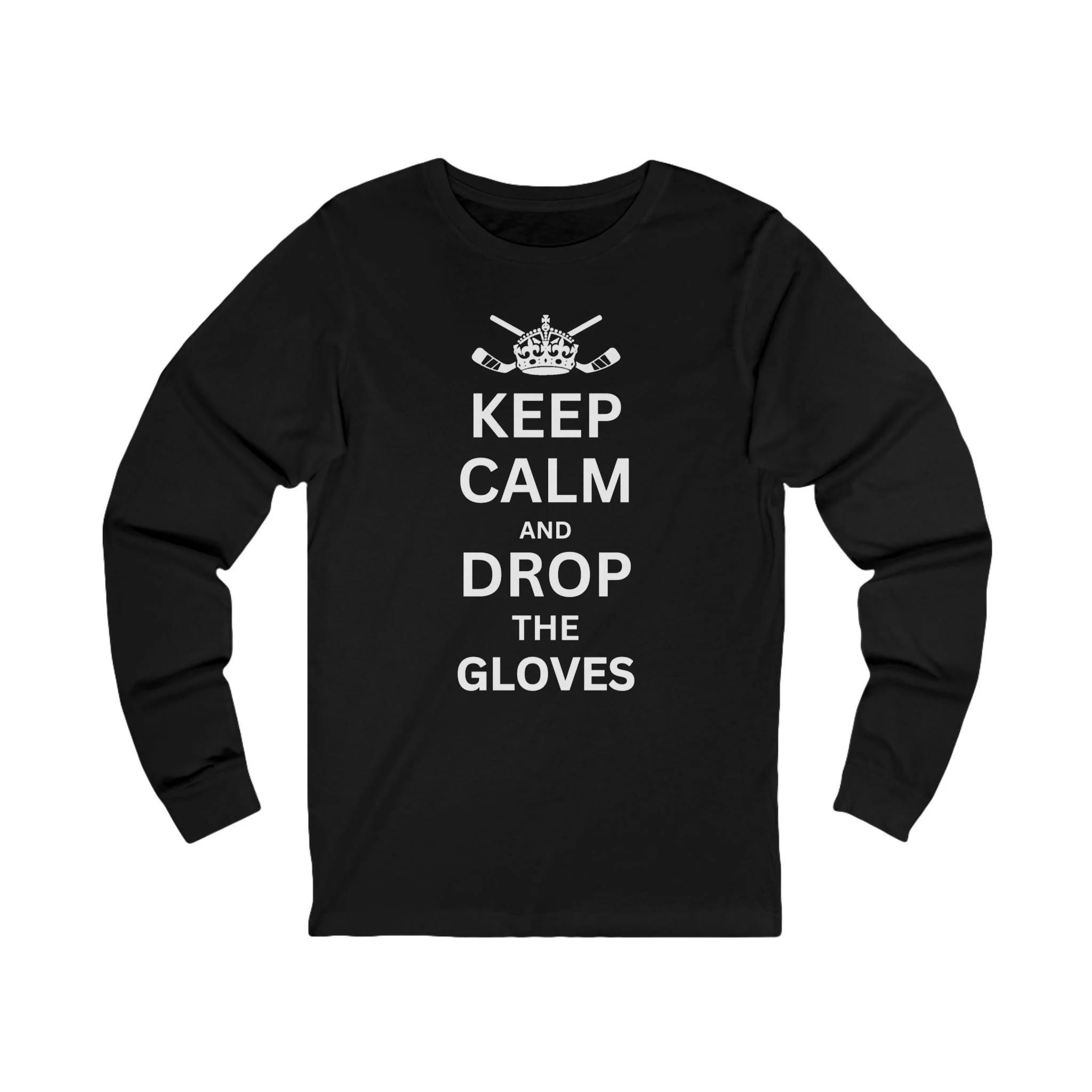 Funny Hockey Long Sleeve T-Shirt - Keep Calm And Drop The Gloves Unisex Hockey Long Sleeve Shirt - Image 3