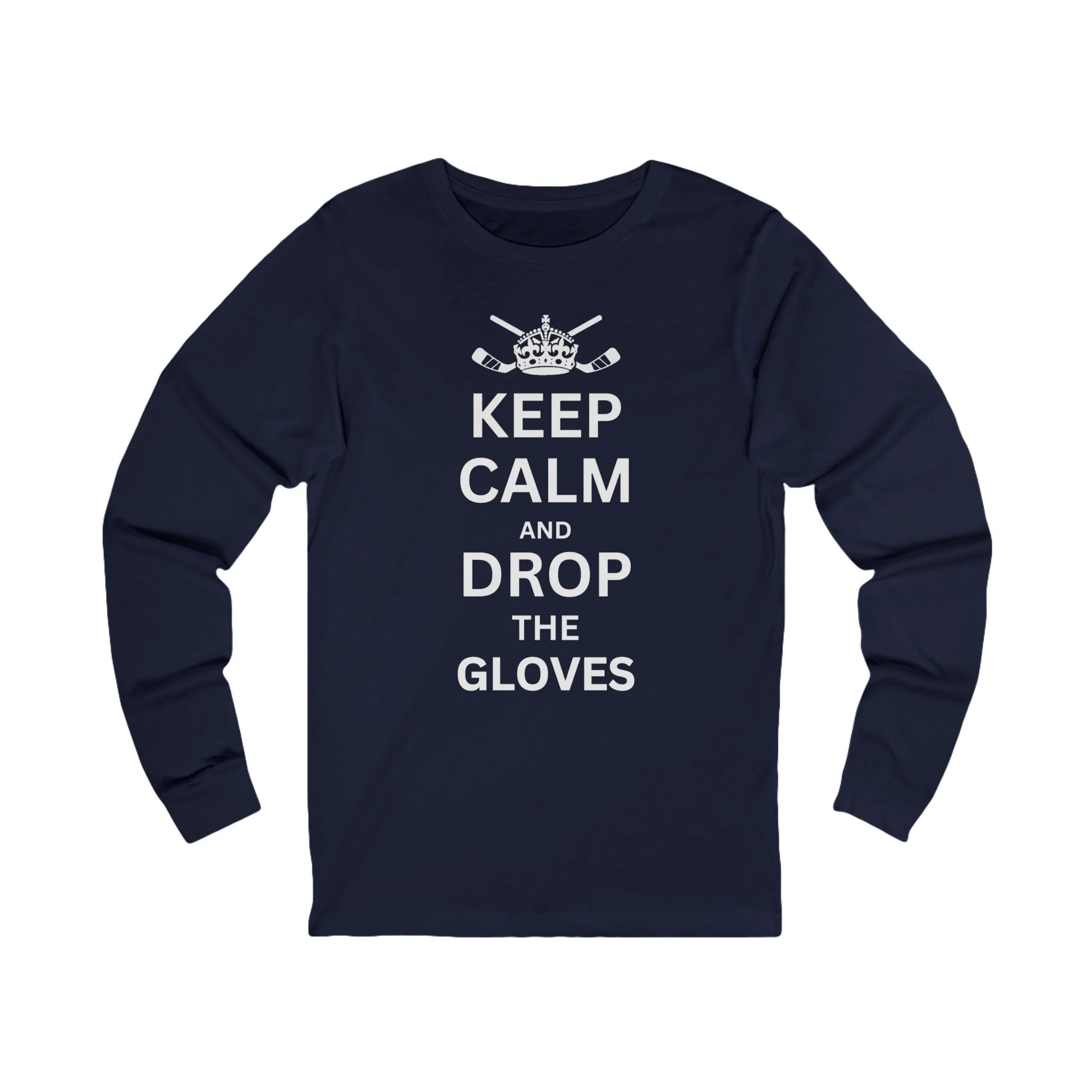 Funny Hockey Long Sleeve T-Shirt - Keep Calm And Drop The Gloves Unisex Hockey Long Sleeve Shirt - Image 5