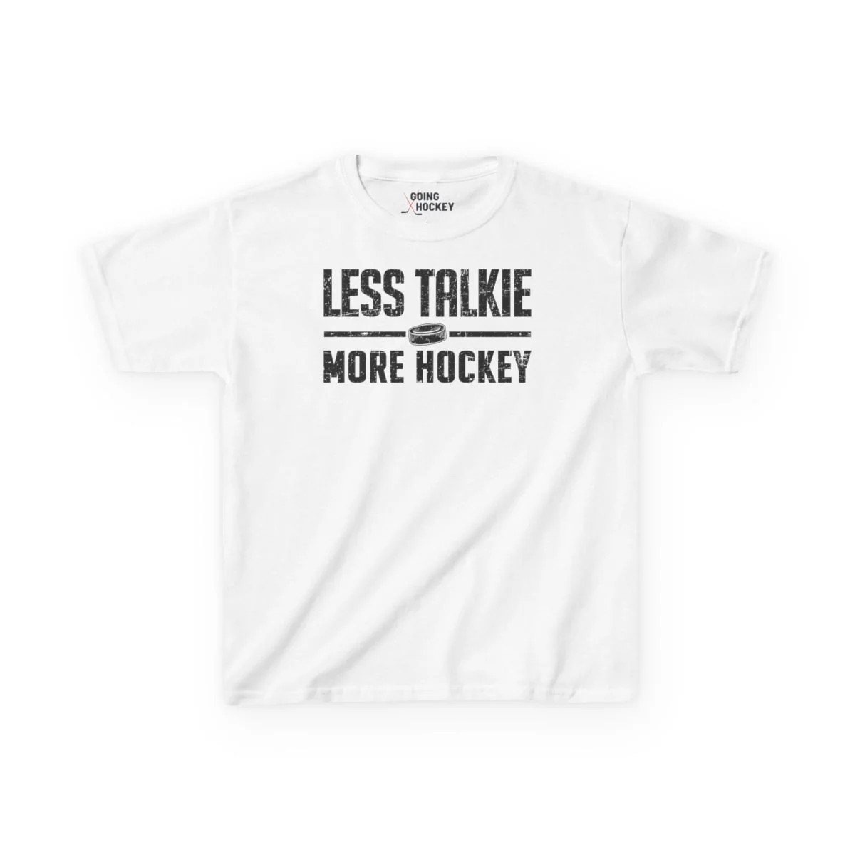 Funny Kids Hockey T-Shirt - Less Talkie More Hockey Kids Hockey Shirt - Image 3