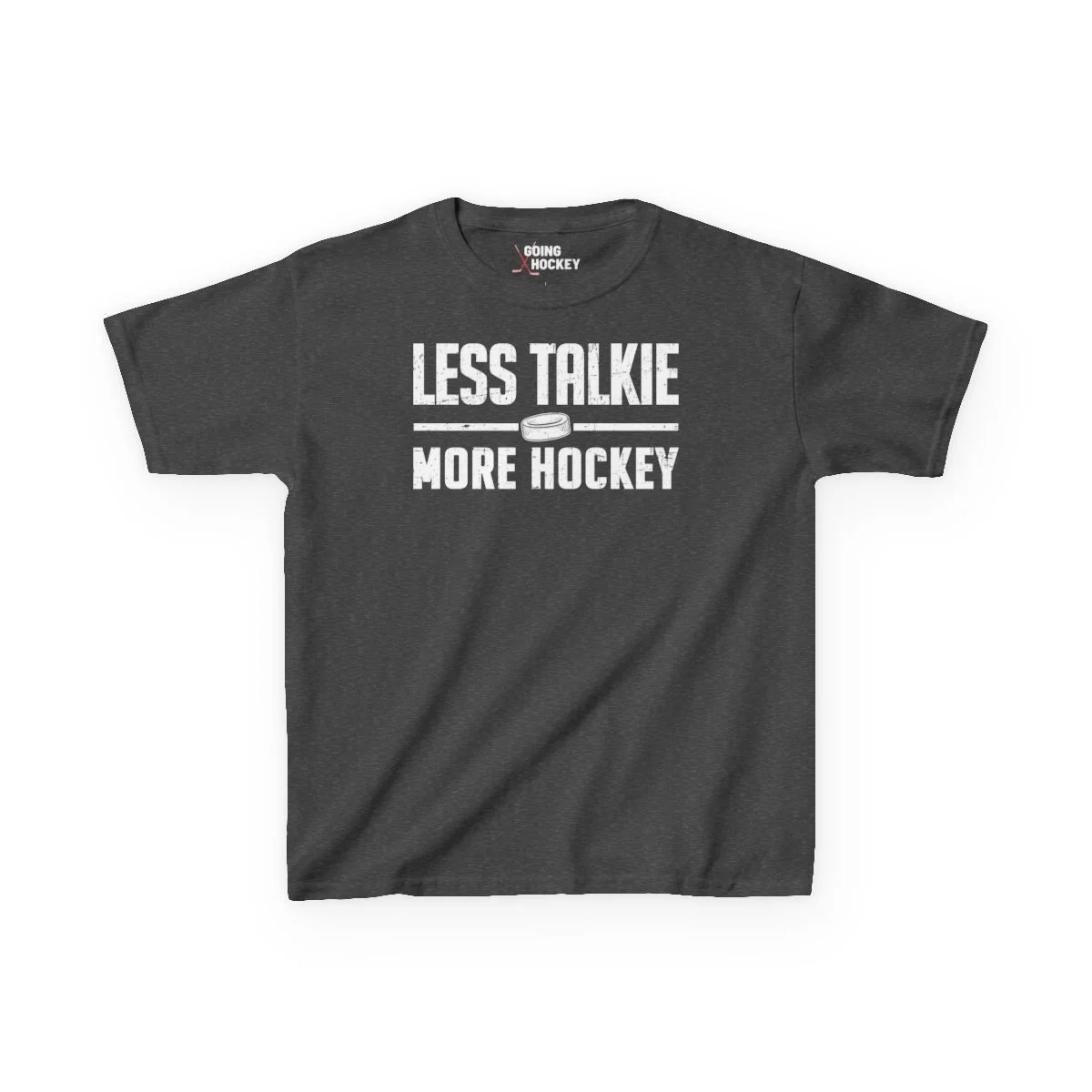 Funny Kids Hockey T-Shirt - Less Talkie More Hockey Kids Hockey Shirt - Image 5
