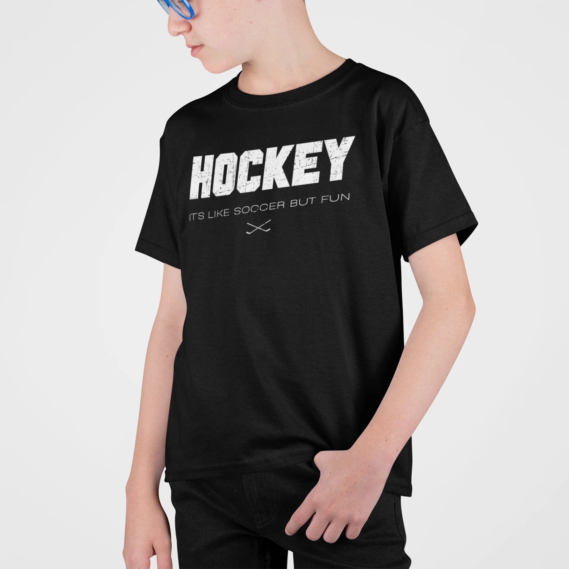 Funny Kids Hockey T-Shirt - It's Like Soccer But Fun Kids Hockey Shirt - Image 3