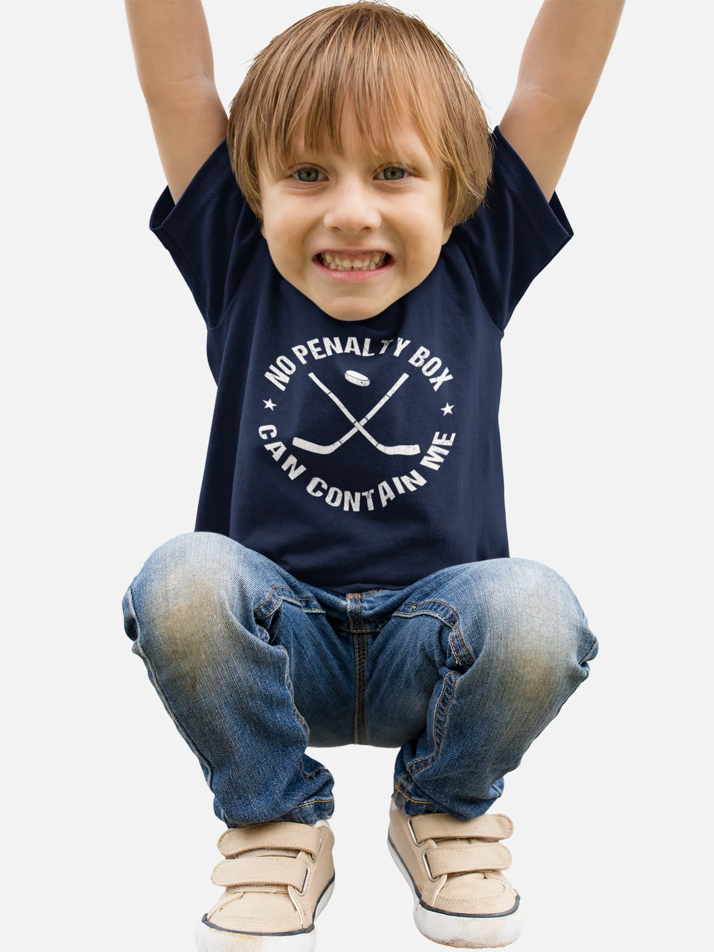 Funny Kids Hockey T-Shirt - No Penalty Box Can Contain Me Kids Hockey Shirt - Image 8