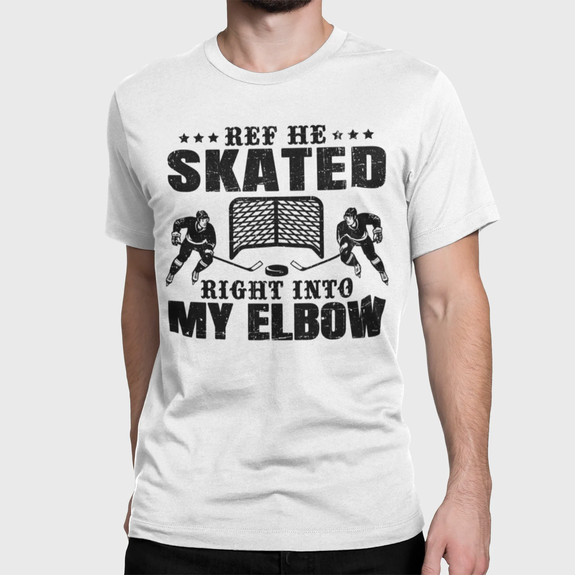 Funny Hockey T-Shirt - Ref He Skated Right Into My Elbow Unisex Hockey Shirt - Image 5