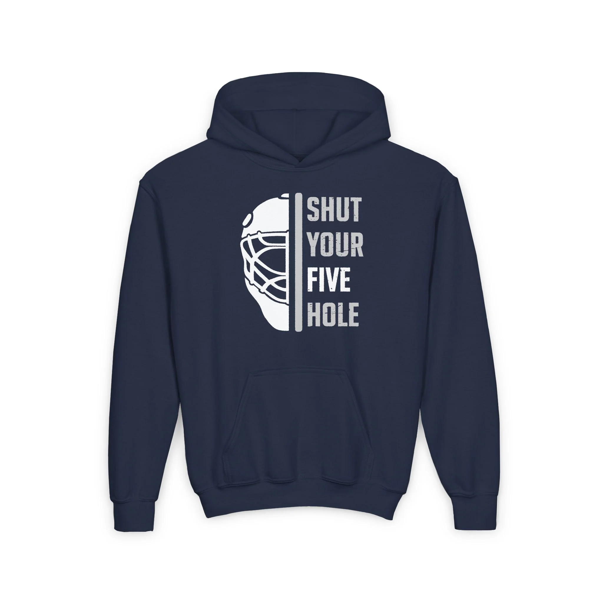 Funny Kids Hockey Hoodie - Shut Your Five Hole Kids Hockey Hoodie - Image 3
