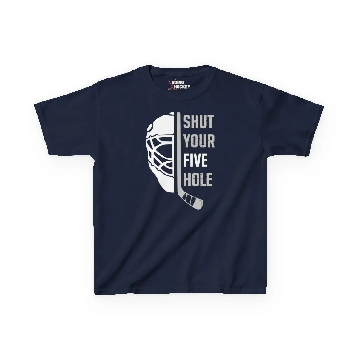Funny Kids Hockey T-Shirt - Shut Your Five Hole Kids Hockey Shirt - Image 4