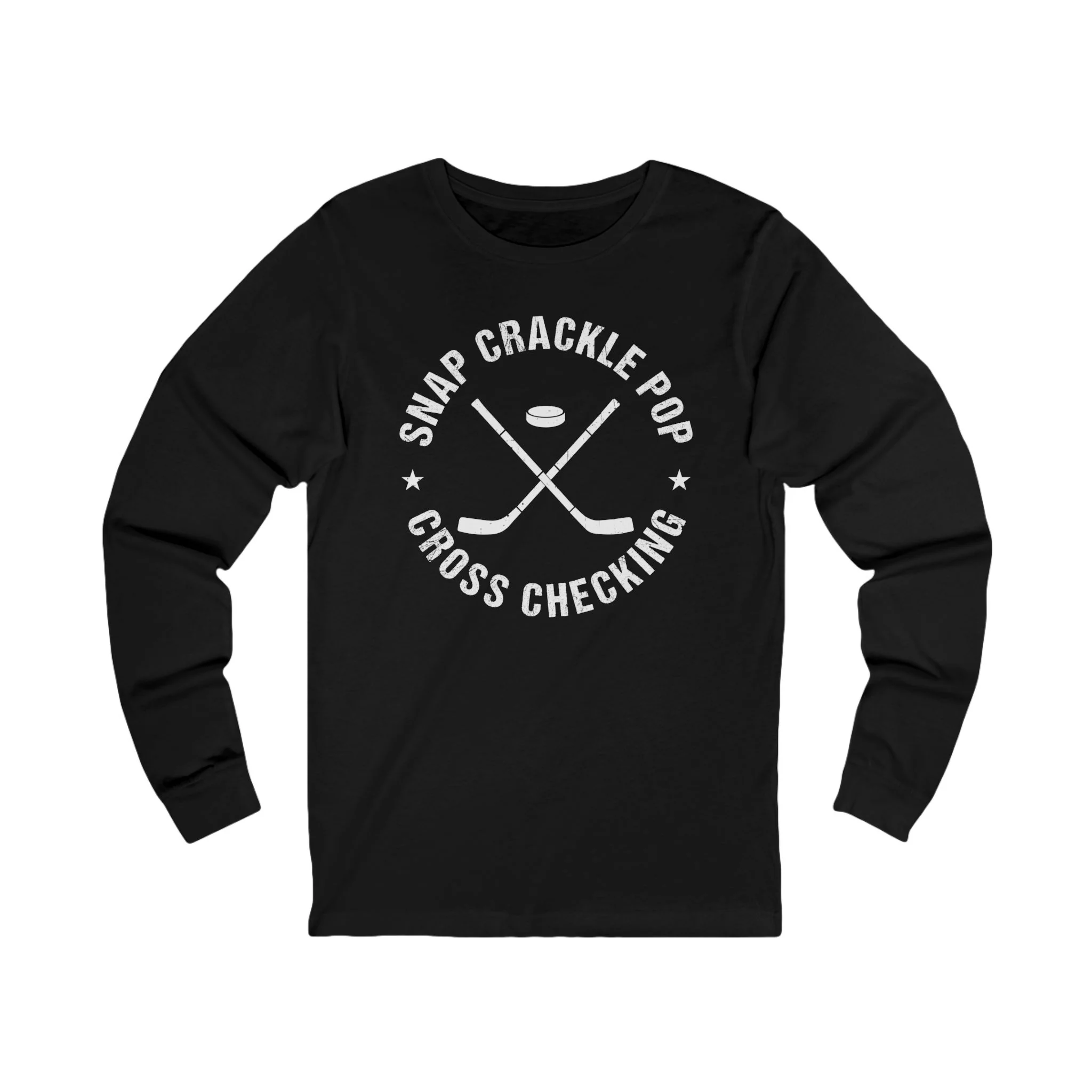 Funny Hockey Long Sleeve T-Shirt - Snap Crackle Pop Cross Checking Unisex Hockey Long Sleeve Shirt