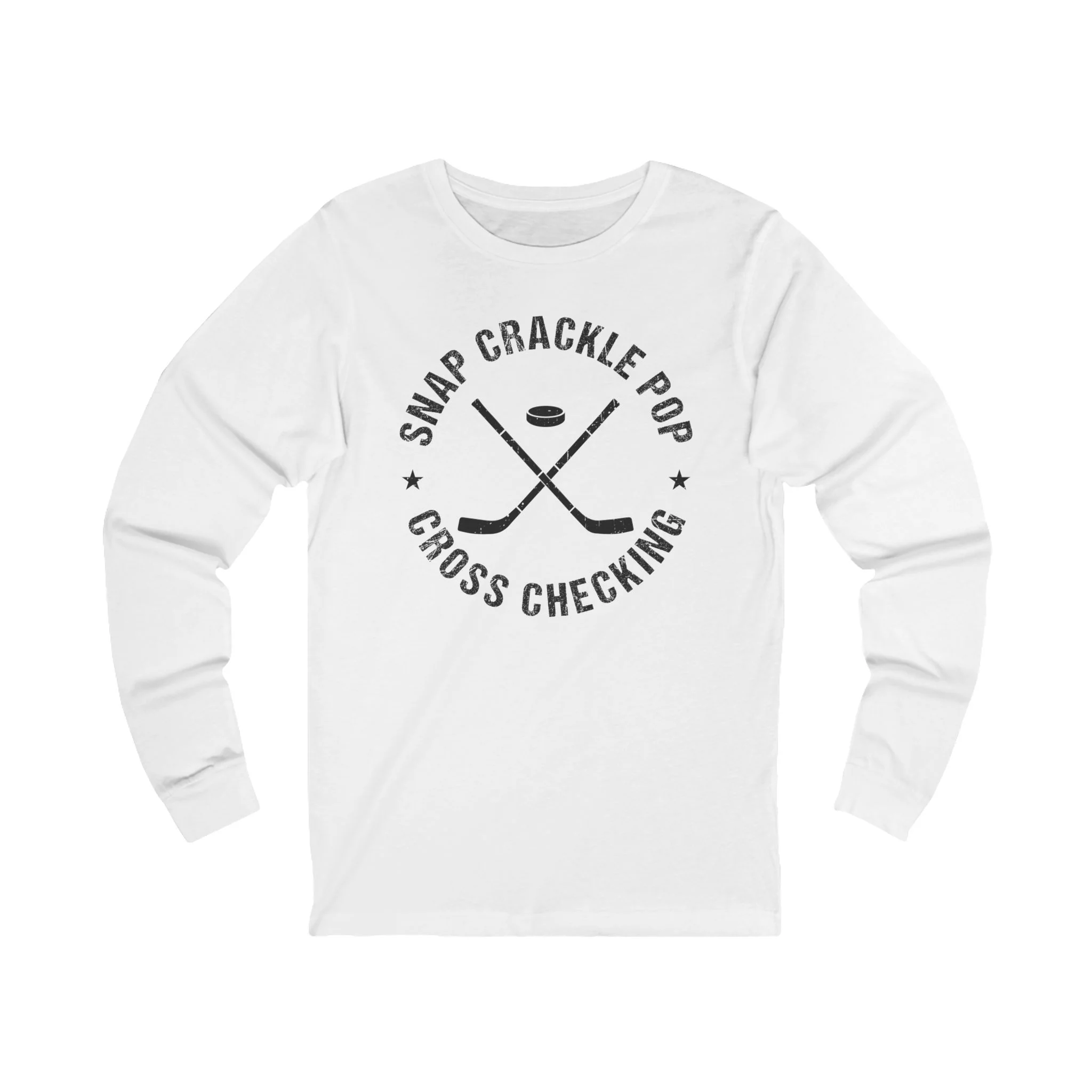 Funny Hockey Long Sleeve T-Shirt - Snap Crackle Pop Cross Checking Unisex Hockey Long Sleeve Shirt - Image 2
