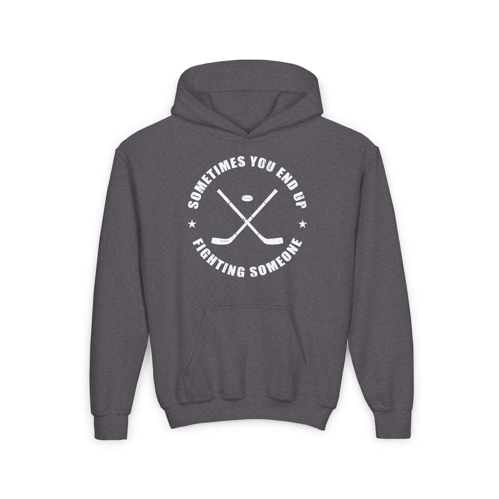 Funny Kids Hockey Hoodie - Sometimes You End Up Fighting Someone Kids Hockey Hoodie - Image 4