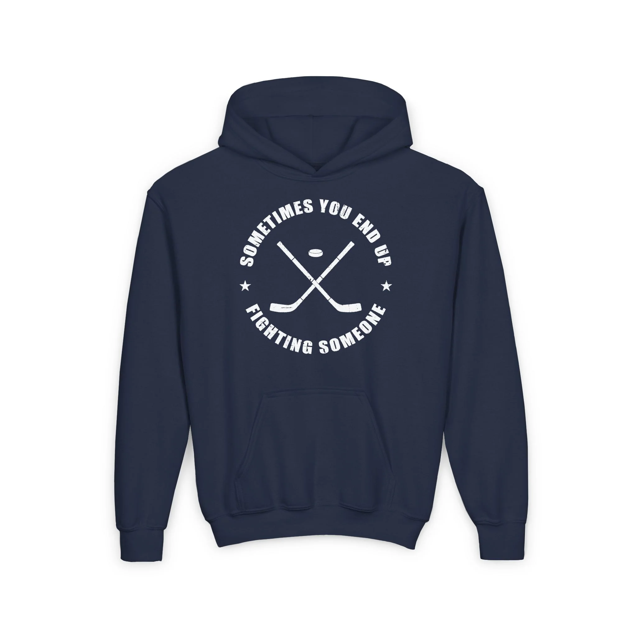 Funny Kids Hockey Hoodie - Sometimes You End Up Fighting Someone Kids Hockey Hoodie - Image 5