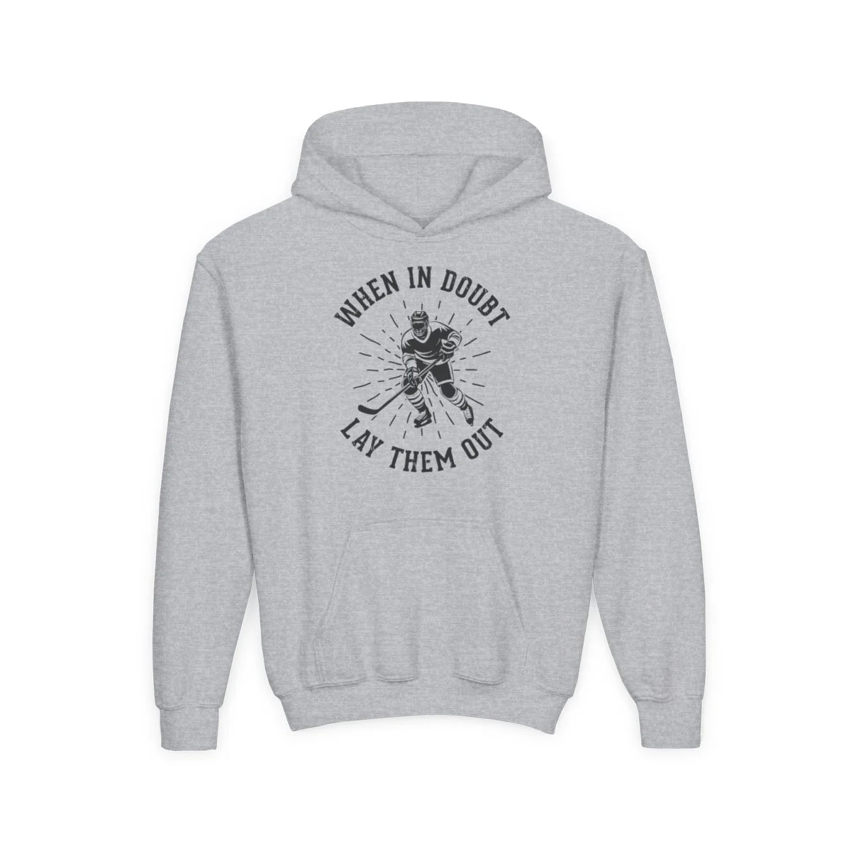 Funny Kids Hockey Hoodie - When In Doubt Lay Them Out Kids Hockey Hoodie - Image 4