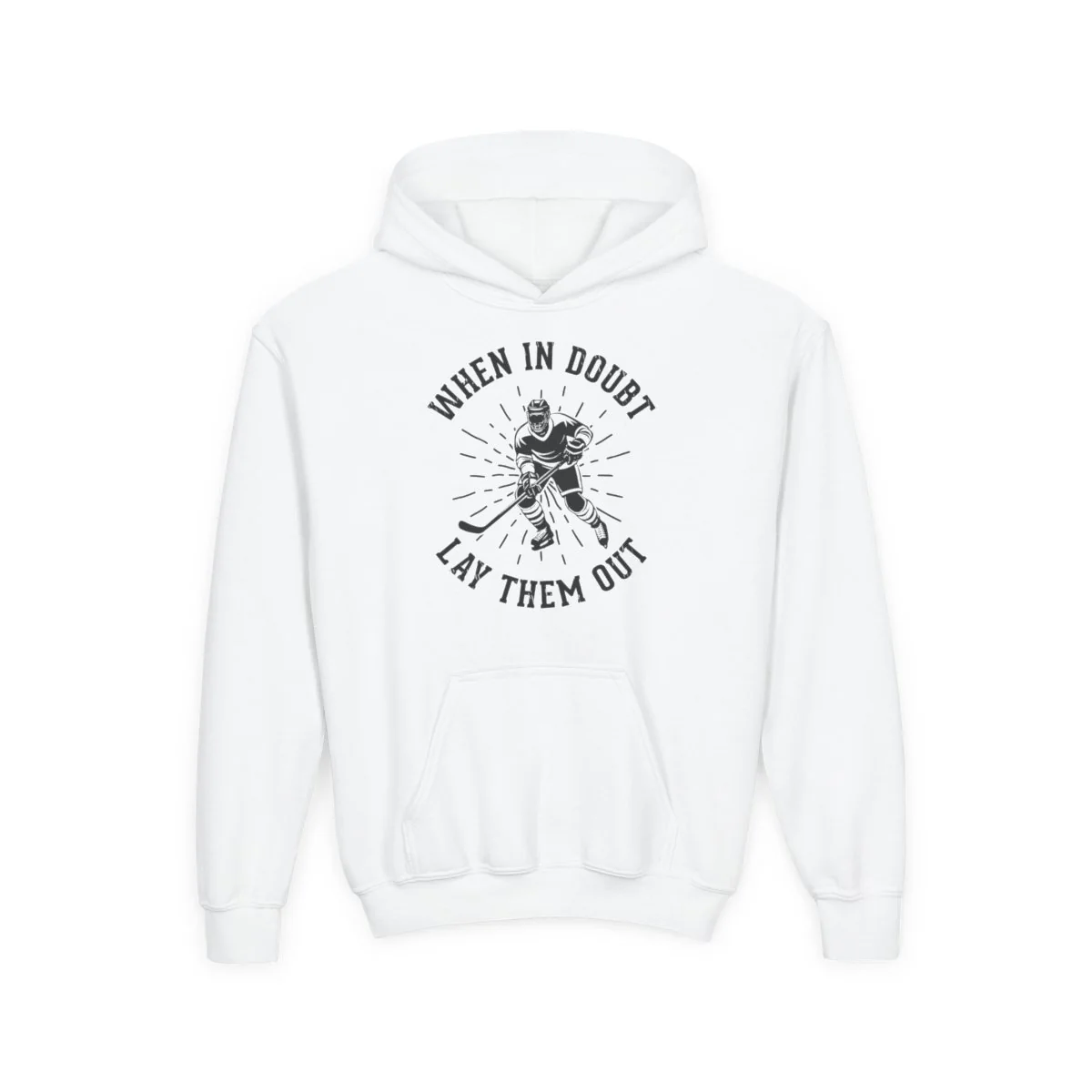 Funny Kids Hockey Hoodie - When In Doubt Lay Them Out Kids Hockey Hoodie - Image 5