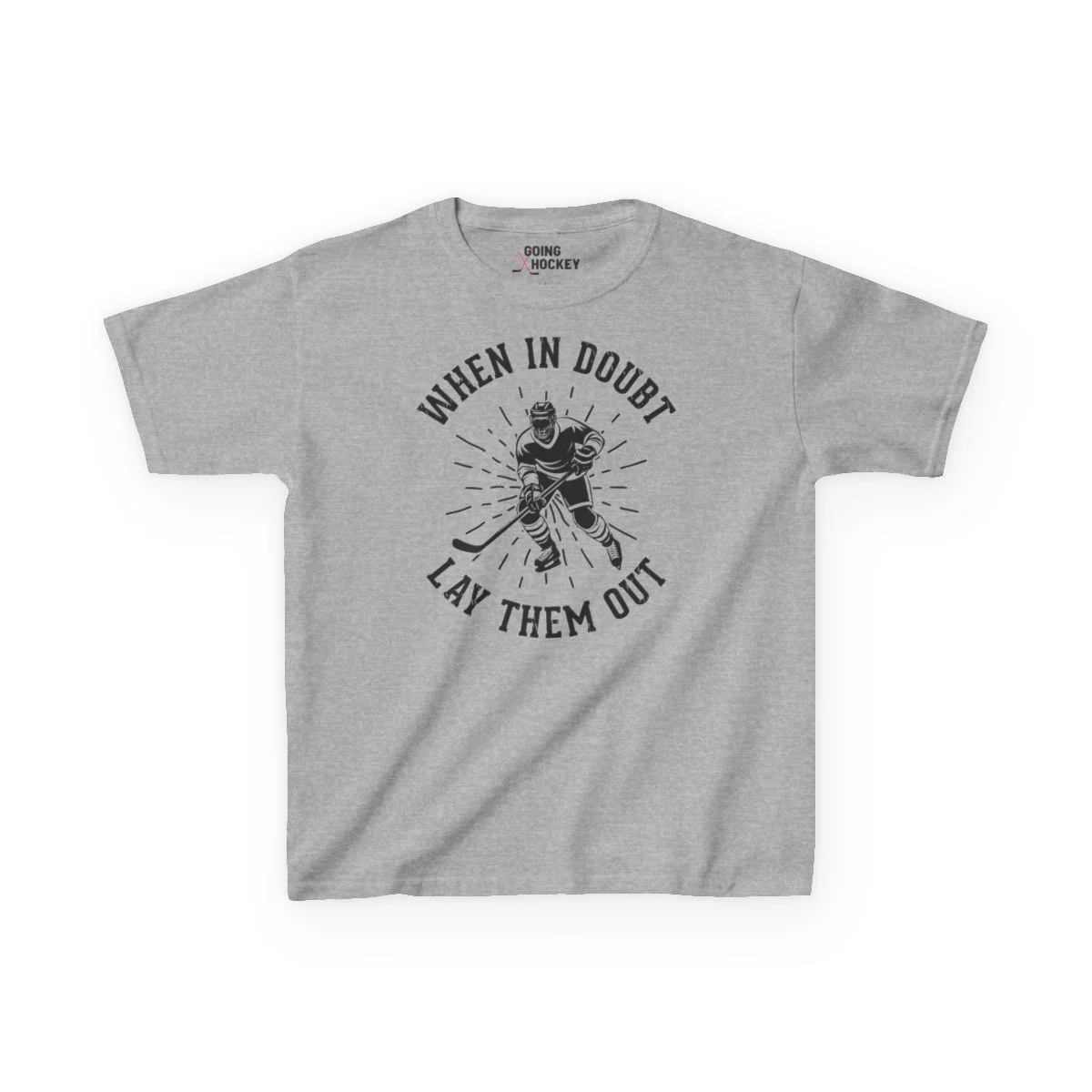 Funny Kids Hockey T-Shirt - When In Doubt Lay Them Out Kids Hockey Shirt - Image 8