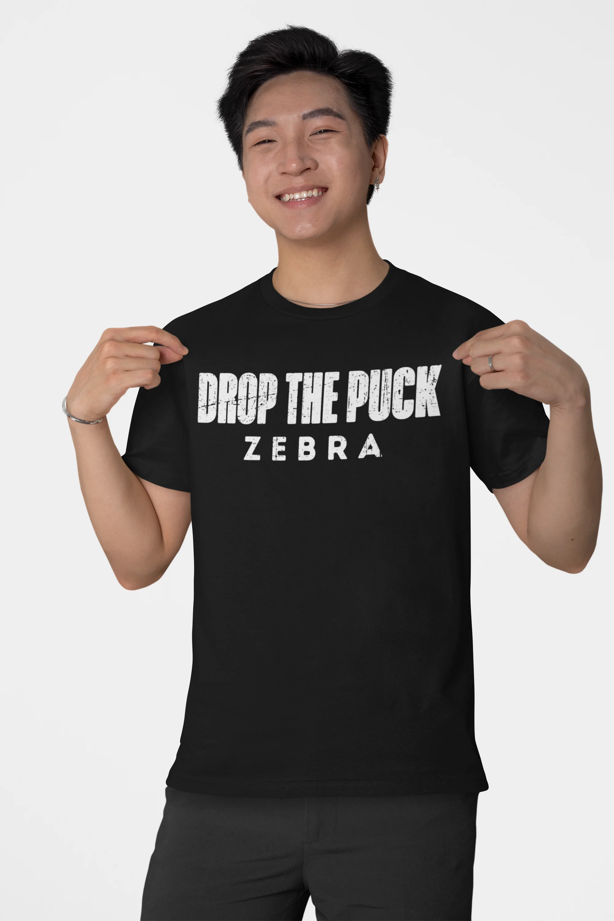 Funny Hockey T-Shirt - Drop The Puck Zebra Unisex Hockey Shirt - Image 6