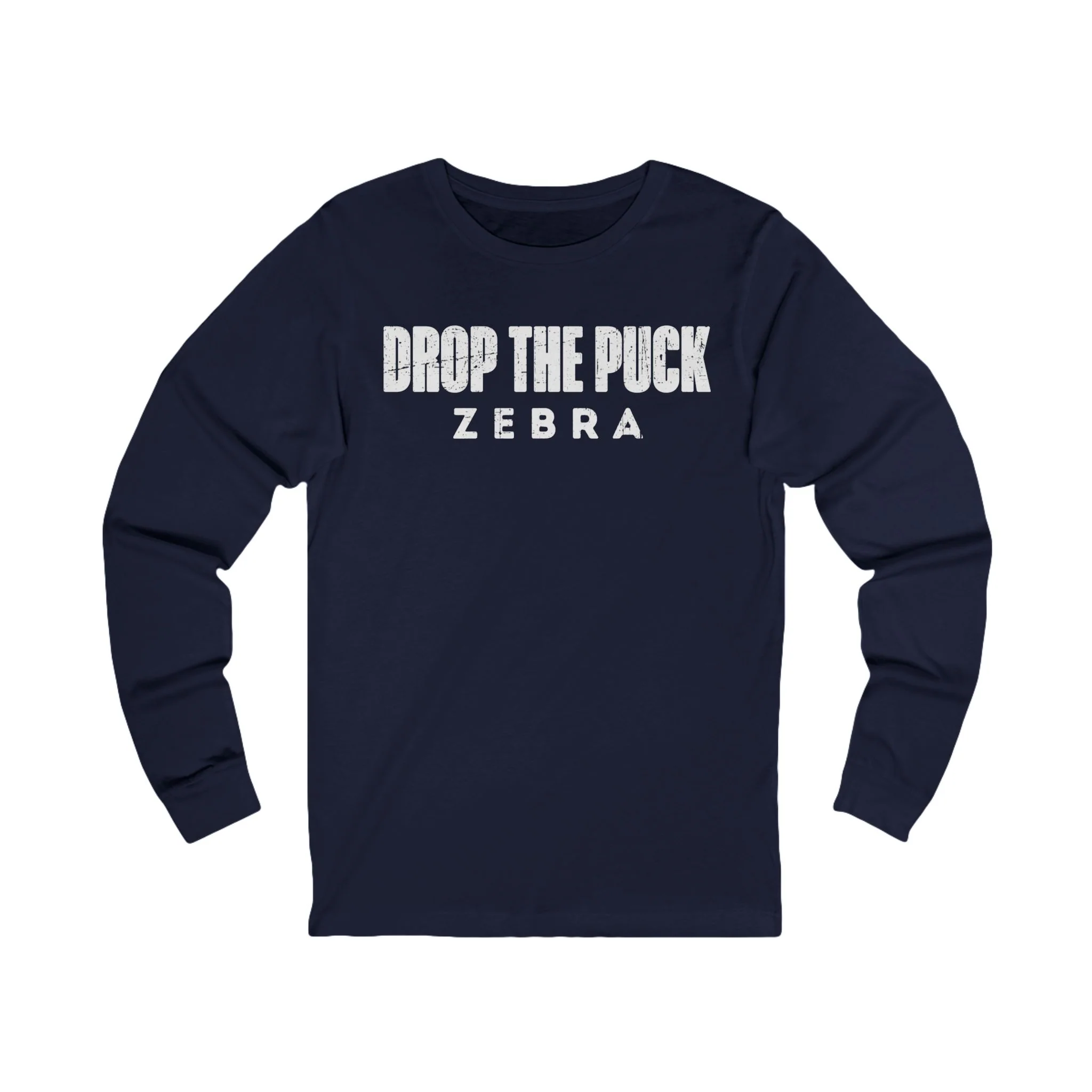 Funny Hockey Long Sleeve T-Shirt - Drop The Puck Zebra Unisex Hockey Long Sleeve Shirt - Image 5